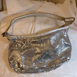 silver shiny bag